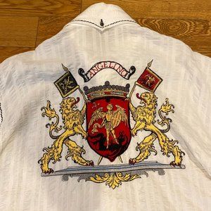 Angelino Mens Dress Shirt Cuff XXL Embroidery Emblem Button Up